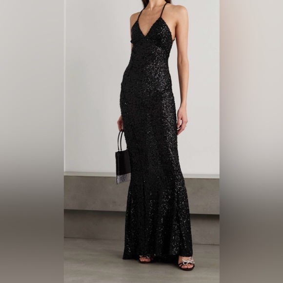 Norma Kamali Dresses & Skirts - Norma Kamali Black Sequin Fishtail Gown